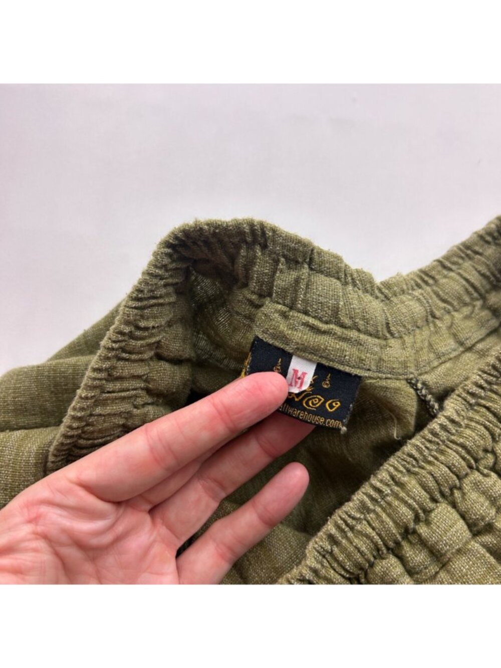 Olive Green Slub Knit Jersey Harem Pant M - Picture 3 of 5
